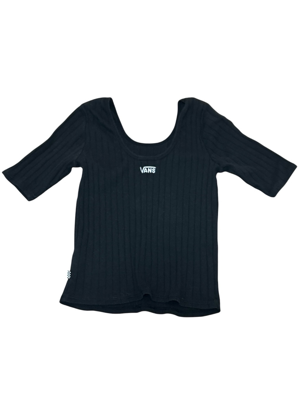 VANS BLACK RIBBED KNIT SHOWDOWN TOP WOMENS MEDIUM
